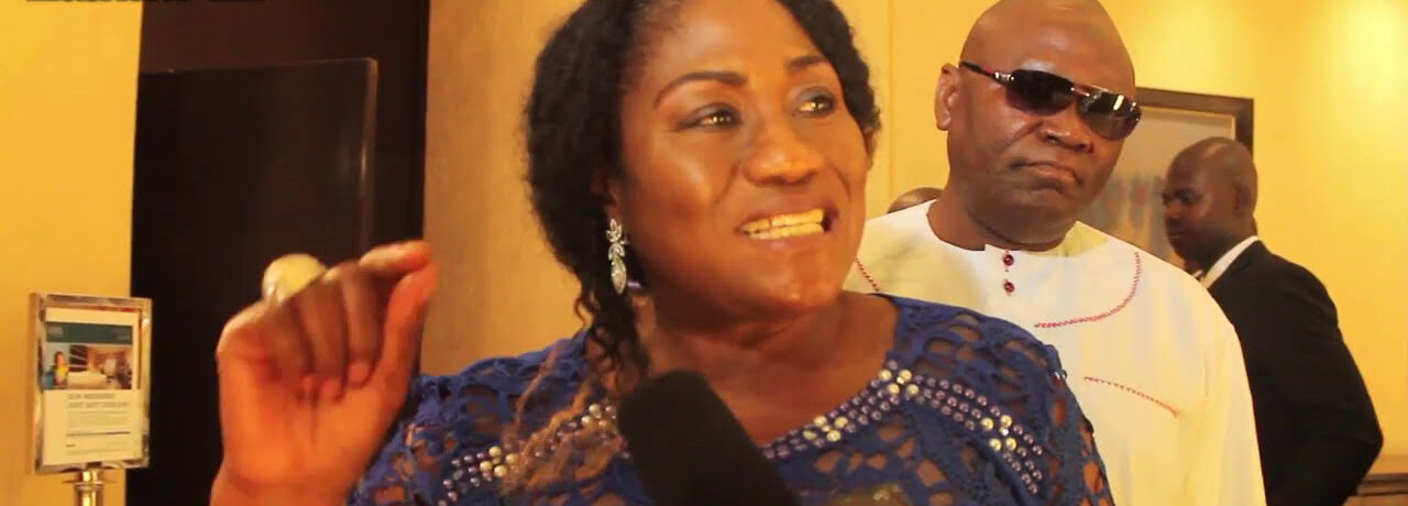 A guest giving an interview to Lashone TV at a business event